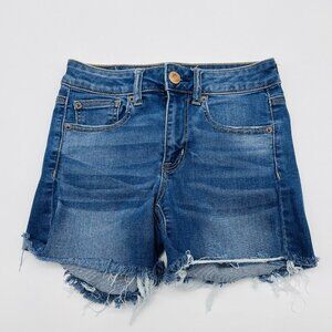 American Eagle Outfitters AEO Womens Size 2 High Rise Shortie Jean Shorts 1358